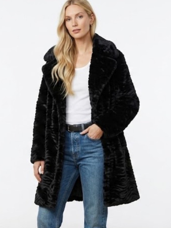 Anthropologie Jackets & Blazers - Avec Les Filles With the Girls Black Faux Fur Long Coat - Size 2X